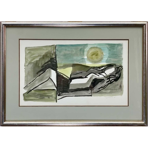 203 - Reginald James LLOYD (1926-2020) Laying Down Ink and wash, signed and dated '65, 25.5 x 42cm. Frame ... 