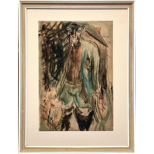 211 - Sven BERLIN (1911-1999) Fisherman  Watercolour, signed and dated '47, 43 x 29cm. Frame size 59 x 45c... 