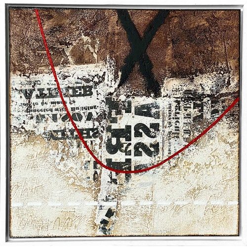 217 - Roy RAY (1936) May 1: Black & White with Arc Mixed media on board, signed, inscribed and dated 2002 ... 