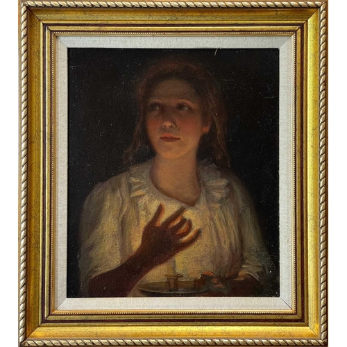 238 - Eardley Wilmot Blomefield (1855–1927) Girl with a Chamberstick Oil on board, 34 x 29cm. Blomefield s... 