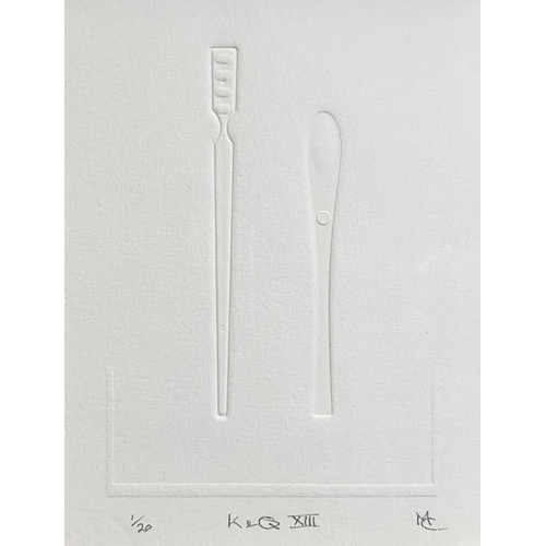 258 - Mike CLEMENTS K&Q XIII (2012) Embossing, Initialled, inscribed and numbered 1/20, 21.5 x 15.5cm. Fra... 