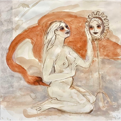 259 - Janet LYNCH (1938) Leda with Mirror III Ink and wash, initialled and dated '10, further signed, insc... 