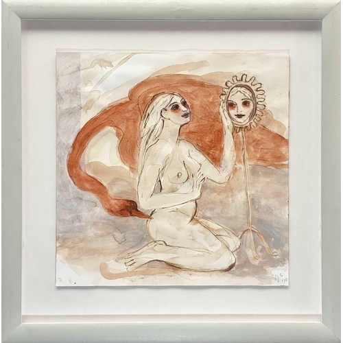 259 - Janet LYNCH (1938) Leda with Mirror III Ink and wash, initialled and dated '10, further signed, insc... 