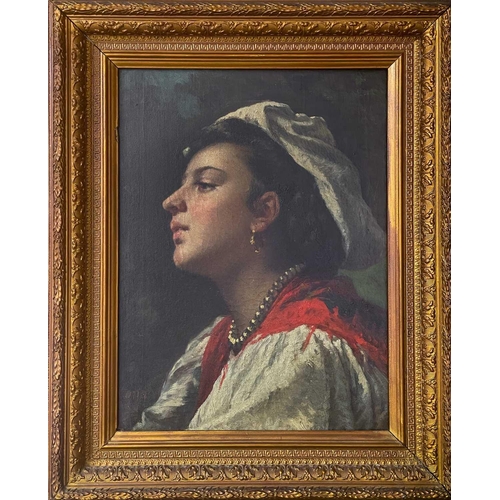 349 - Antonio ZONA (1814-1892) Italian Beauty Oil on canvas, signed, 47x36cm