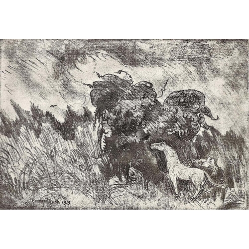 37 - Bernard Howell LEACH (1887-1979) The White Mustang  Etching, signed and dated 1918 to the plate, num... 