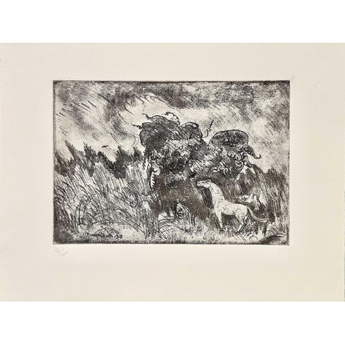 37 - Bernard Howell LEACH (1887-1979) The White Mustang  Etching, signed and dated 1918 to the plate, num... 