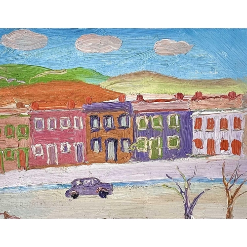 42 - Fred YATES (1922-2008) The Terrace  Oil on board, signed, 18 x 24cm (frame size 34 x 39.5cm) Provena... 
