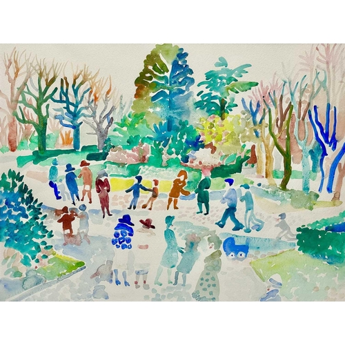 51 - Fred YATES (1922-2008) Park Walk  Watercolour, signed faintly, 49 x 65cm (frame size 75 x 90cm) Prov... 