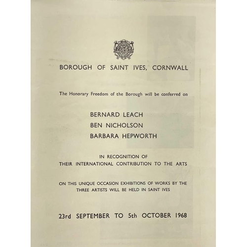 57 - The Borough of St. Ives, Cornwall booklets for Barbara Hepworth & Bernard Leach to commemorate the c... 