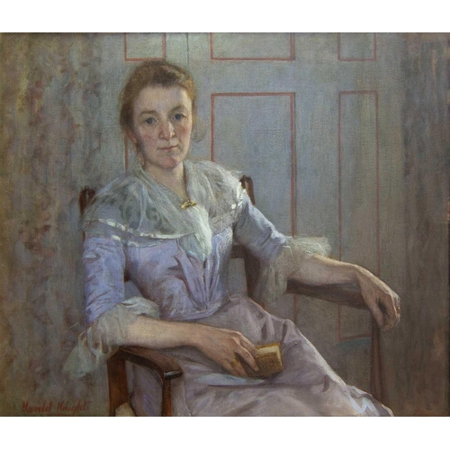 65 - Harold KNIGHT RA (1874-1961) The Lady in Lilac Oil on canvas Signed 86 x 100cm In 1903 Harold marrie... 