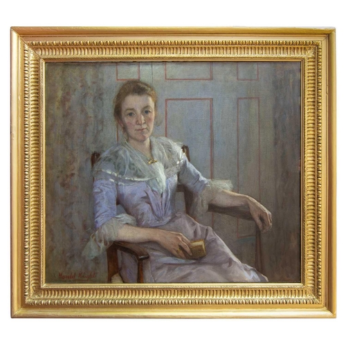 65 - Harold KNIGHT RA (1874-1961) The Lady in Lilac Oil on canvas Signed 86 x 100cm In 1903 Harold marrie... 