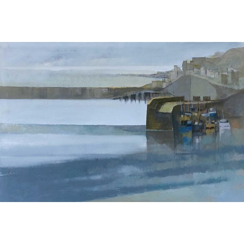 66 - Michael J. PRAED (1941) Newlyn Harbour Oil on board, signed and dated '76, 61 x 92cm. Frame size 72 ... 