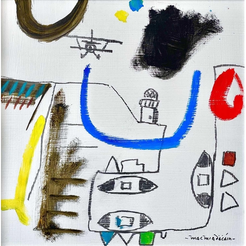 70 - Padraig MACMIADACHAIN (1929-2017) Harbour, Lighthouse & Boats (1988) Mixed media on board, signed, 2... 