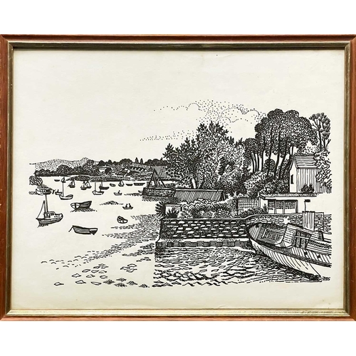 74 - Fred YATES (1922-2008) Mill, Harbour and Estruary Three lithographs, each signed in the print, 47.5x... 