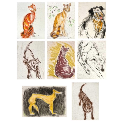 88 - Barbara KARN (1949) 8 animal studies  Soft pastel and charcoal on paper, each signed, each sheet mea... 