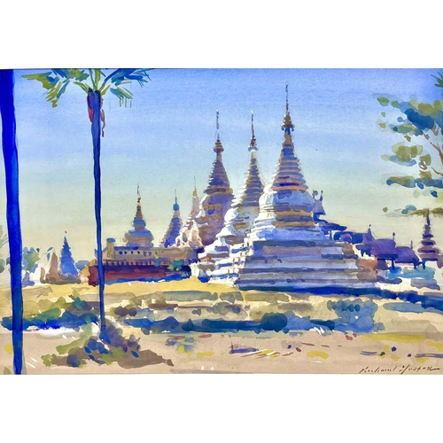92 - Richard FOSTER (1945) White Pagodas Watercolour, signed, 23 x 34cm. Frame size 41.5 x 51.5cm.