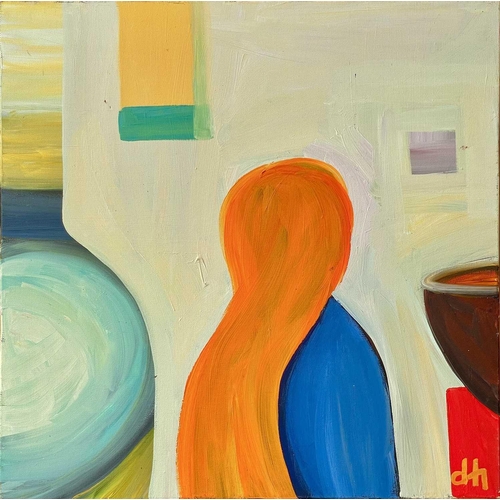95 - David HOSKING (XX-XXI) Red Hair Oil on canvas, monogrammed, 51 x 51cm. Together with a second work b... 