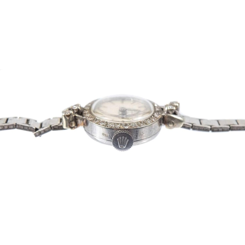 204 - A Tudor Royal Rolex lady's wristwatch with 9ct white gold bracelet and diamond-set bezel. The case n... 