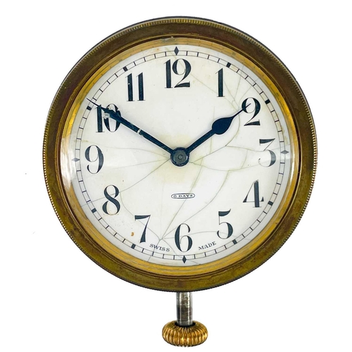 60 - Three pocket watches and an 8-day travel watch for spares. One nickel cased pocket watch with dial s... 