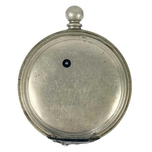 60 - Three pocket watches and an 8-day travel watch for spares. One nickel cased pocket watch with dial s... 