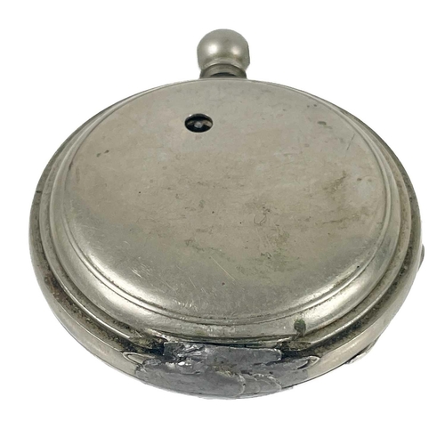 60 - Three pocket watches and an 8-day travel watch for spares. One nickel cased pocket watch with dial s... 