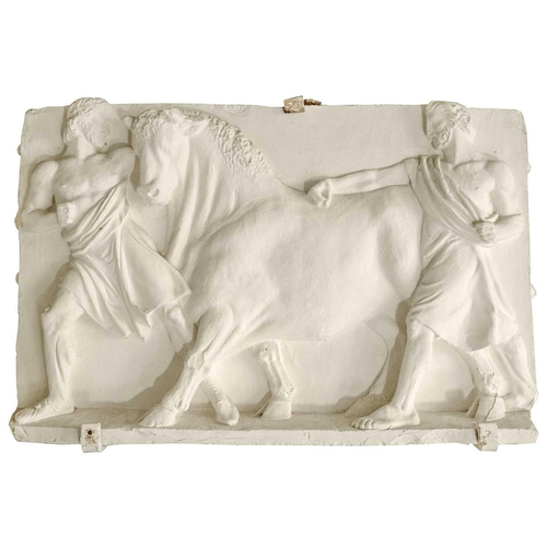 77 - Peter HONE (b.1941) A pair of bull panels in plaster taken from Coade originals 50x74cm These have n... 
