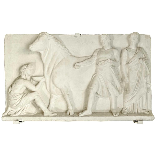 77 - Peter HONE (b.1941) A pair of bull panels in plaster taken from Coade originals 50x74cm These have n... 