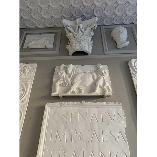 77 - Peter HONE (b.1941) A pair of bull panels in plaster taken from Coade originals 50x74cm These have n... 