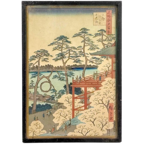 1024 - A Japanese woodblock print, by Utagawa Hiroshige (1797-1858). Kiyomi Zu Hall and Shinobazu Pond at U... 