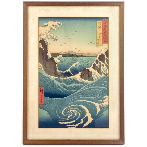 1025 - A Japanese woodblock print, Utagawa Hiroshige (1797-1858) 'The Naruto Whirlpool, Awa Province' from ... 