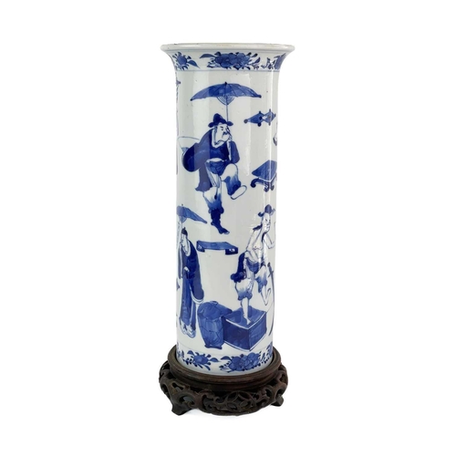 1031 - A large Chinese cylindrical porcelain vase, late 19th century, The flared rim above a body decorated... 