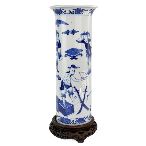 1031 - A large Chinese cylindrical porcelain vase, late 19th century, The flared rim above a body decorated... 