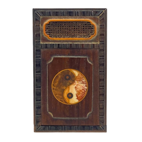 1075 - A Chinese inlaid wooden cricket box, early 20th century. With sliding and secret compartments, heigh... 