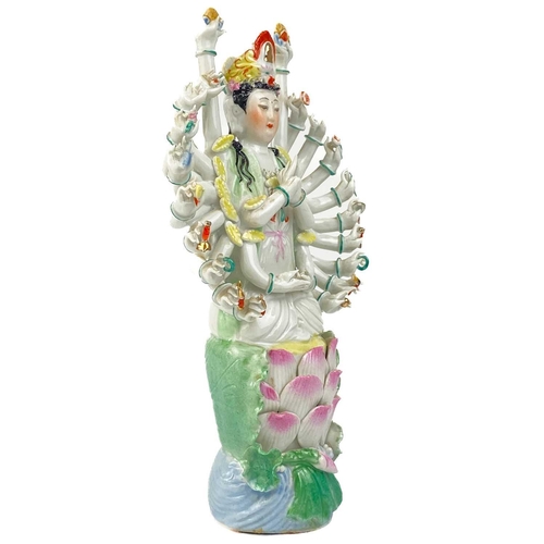 1349 - A Chinese Thousand Hand model of Guanyin, early 20th century. Seated in the prayer position, height ... 