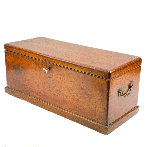 100 - A late Victorian oak twin handle box. Height 22cm width 54cm depth 23cm, together with a set of cast... 