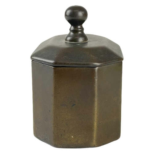 11 - A Regency bronze pastille burner and cover. Of foliate shape, on a square base, height 12cm, togethe... 