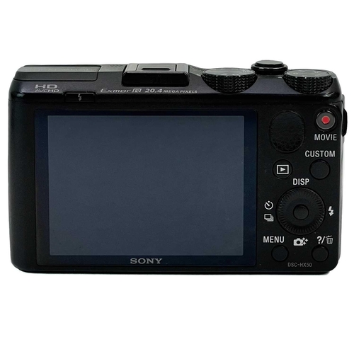 112 - A Sony Cybershot DSC-HX50 digital camera. Together with a leather case, two batteries and a power le... 