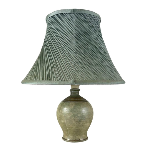 117 - A wood turned table lamp by Peter Boex. Height 24cm together with a John Davidson New Mills Pottery ... 