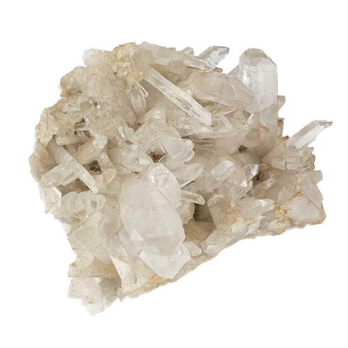 138 - A clear quartz crystal cluster. Together with another clear quartz cluster, both with impressive cry... 