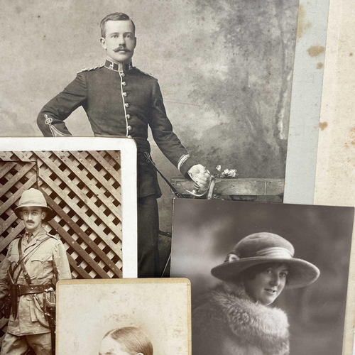 142 - A collection of Carte de Visite and Cabinet Cards. Together with larger portraits.