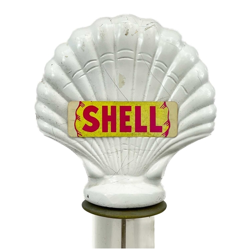 149 - A rare custom made Shell advertising pump. With a moulded shell on a plastic and tapering tin tube o... 