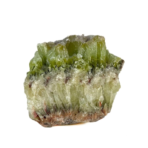 154 - A large calcite crystal cluster. With transparant tones ranging from yellow-green to darker greens, ... 