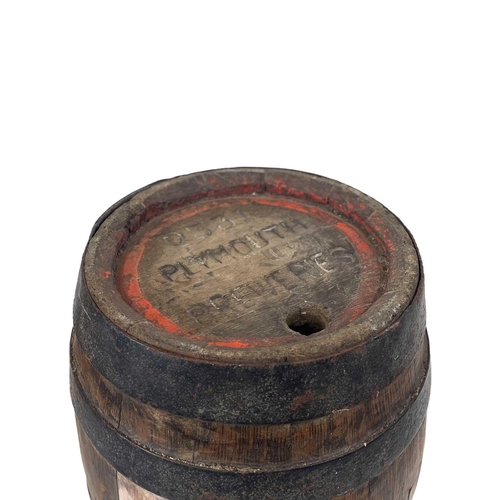 172 - A Plymouth Breweries oak and steel banded barrel. Banded and numbered 0331, height 42cm.