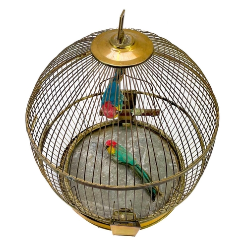 18 - A brass hanging wire birdcage by Genykage. Of ovoid form, height 43cm.