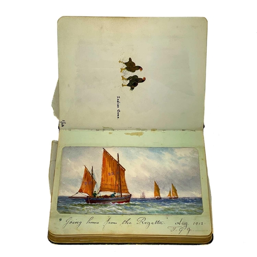 184 - An early 20th century album of local interest. Containing sketches, pen and ink, watercolours and ma... 