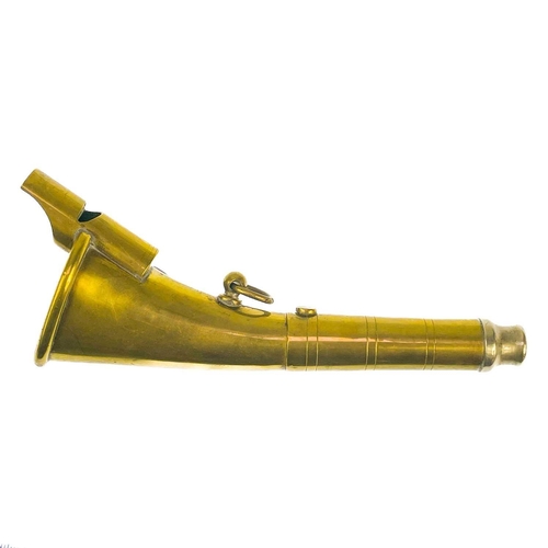 19 - A brass Kohler type combined signal whistle horn. Length 14.5cm.