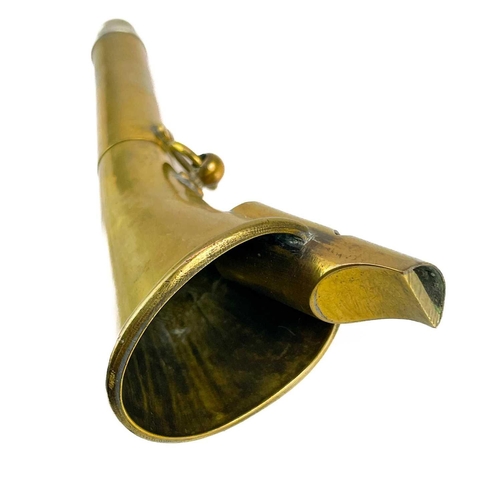 19 - A brass Kohler type combined signal whistle horn. Length 14.5cm.