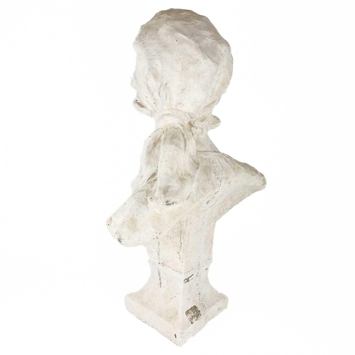 196 - An art nouveau style bust of a lady. In reconstituted stone, Height 60cm.