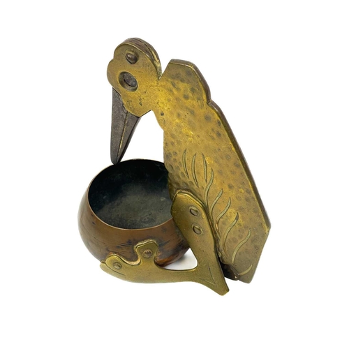 215 - A Secessionist brass cigar cutter designed by Ignatius Tascher. Circa 1900, in the form of a stork, ... 