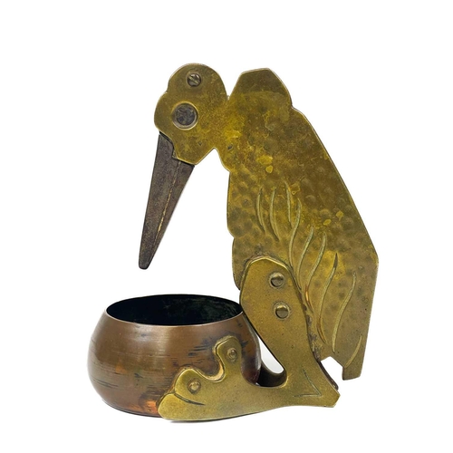 215 - A Secessionist brass cigar cutter designed by Ignatius Tascher. Circa 1900, in the form of a stork, ... 